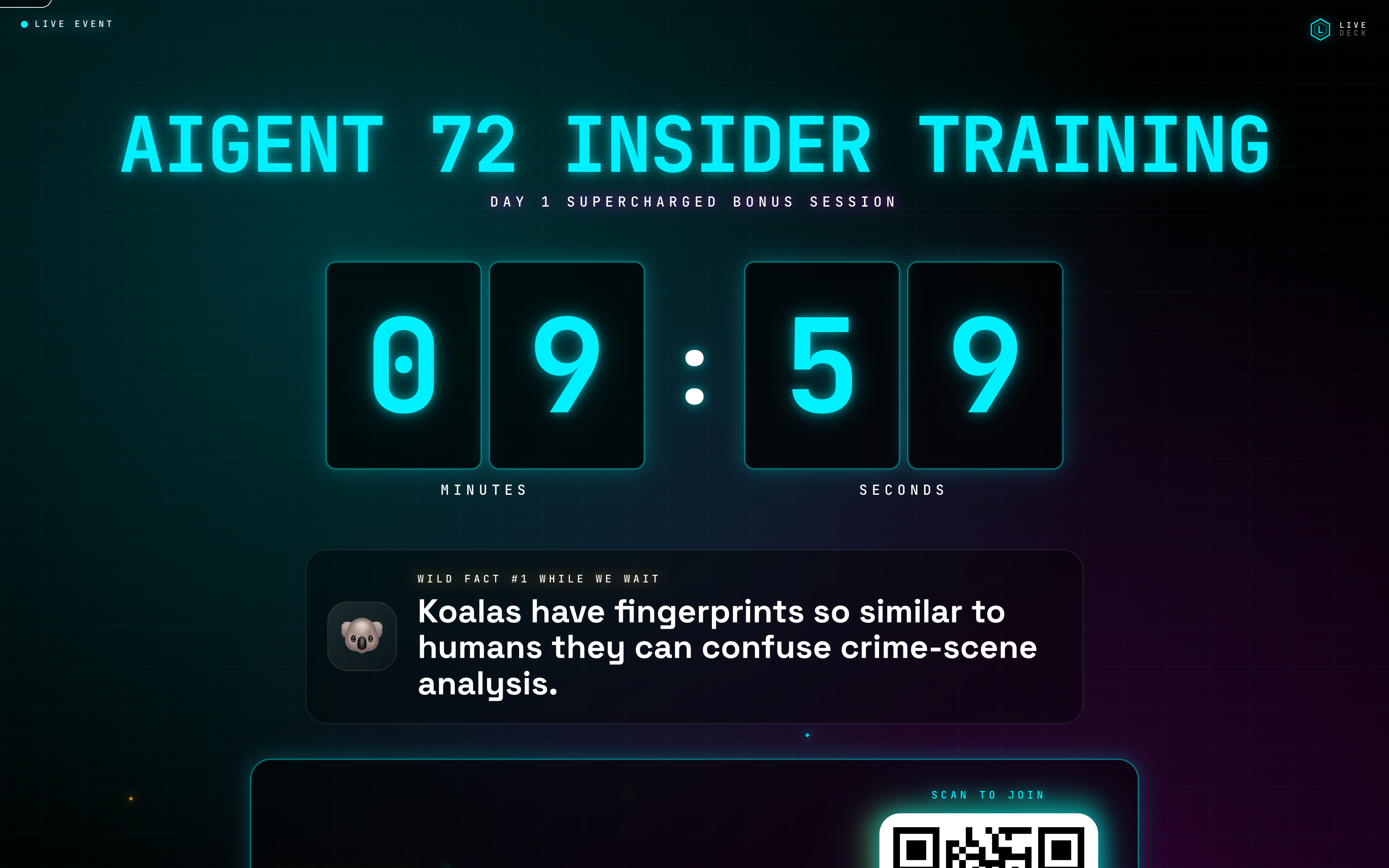 Cinematic countdown lobby screen